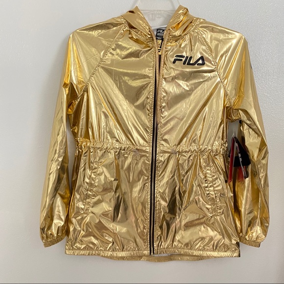 Rare Fila Gold metallic windbreaker jacket hooded - Picture 12 of 14